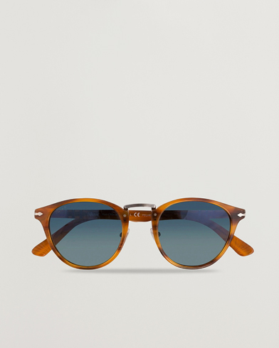 Herre | Runde solbriller | Persol | 0PO3108S Polarized Sunglasses Striped Brown/Gradient Blue