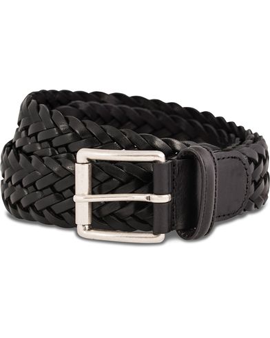  Braided Leather Belt 3,5 cm Black