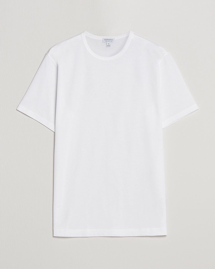 Sunspel Crew Neck Q82 Cotton T-Shirt White – Hvid