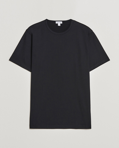 Herre | Loungewear-afdelingen | Sunspel | Crew Neck Cotton Tee Black
