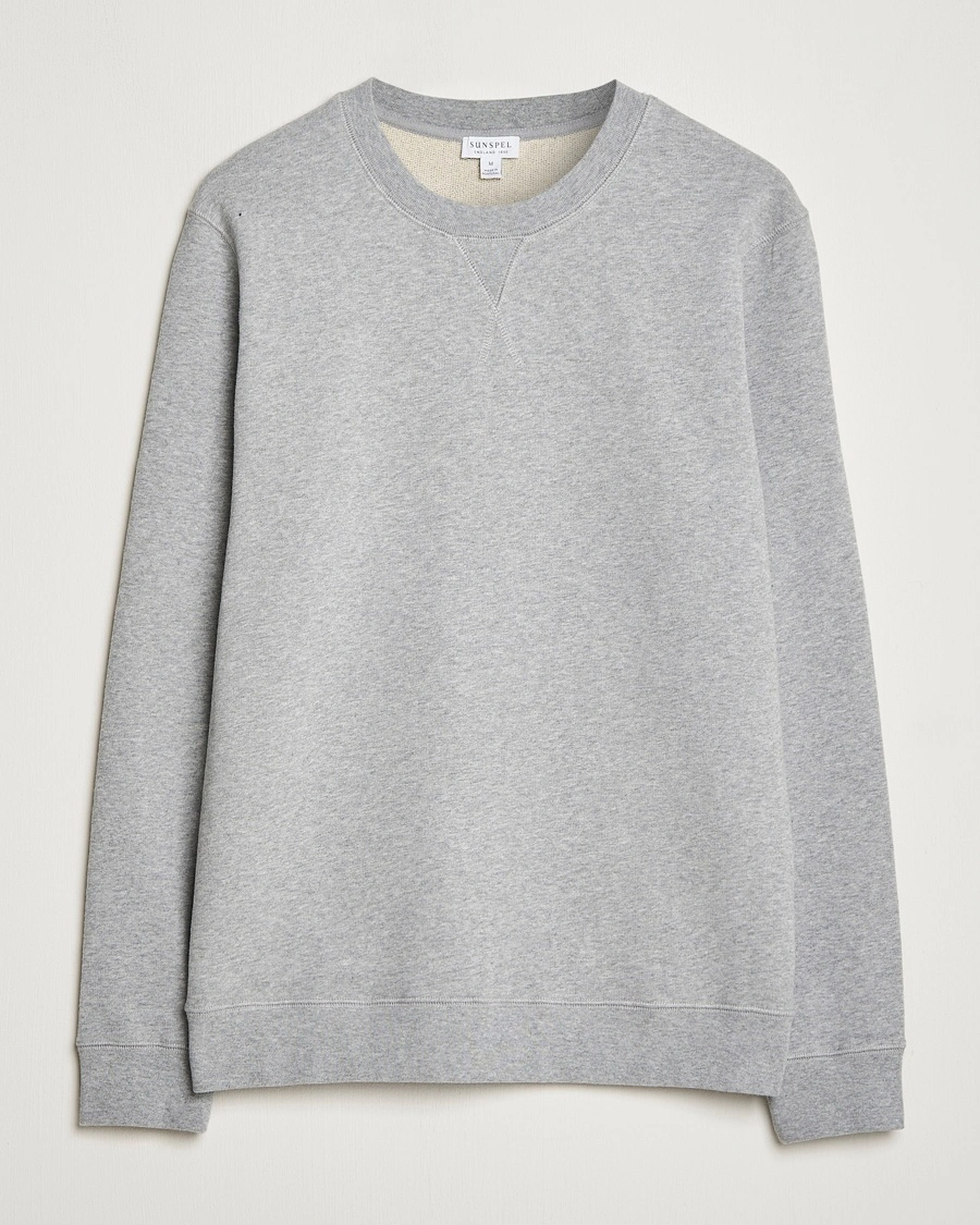 Sunspel Loopback Sweatshirt Grey Melange – Grå
