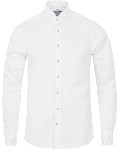  Slimline Washed Cotton Plain Shirt White