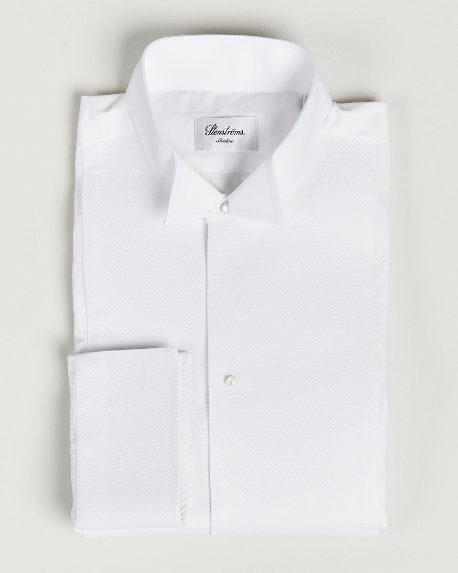 Stenströms Slimline Astoria Stand Up Collar Evening Shirt White – Hvid