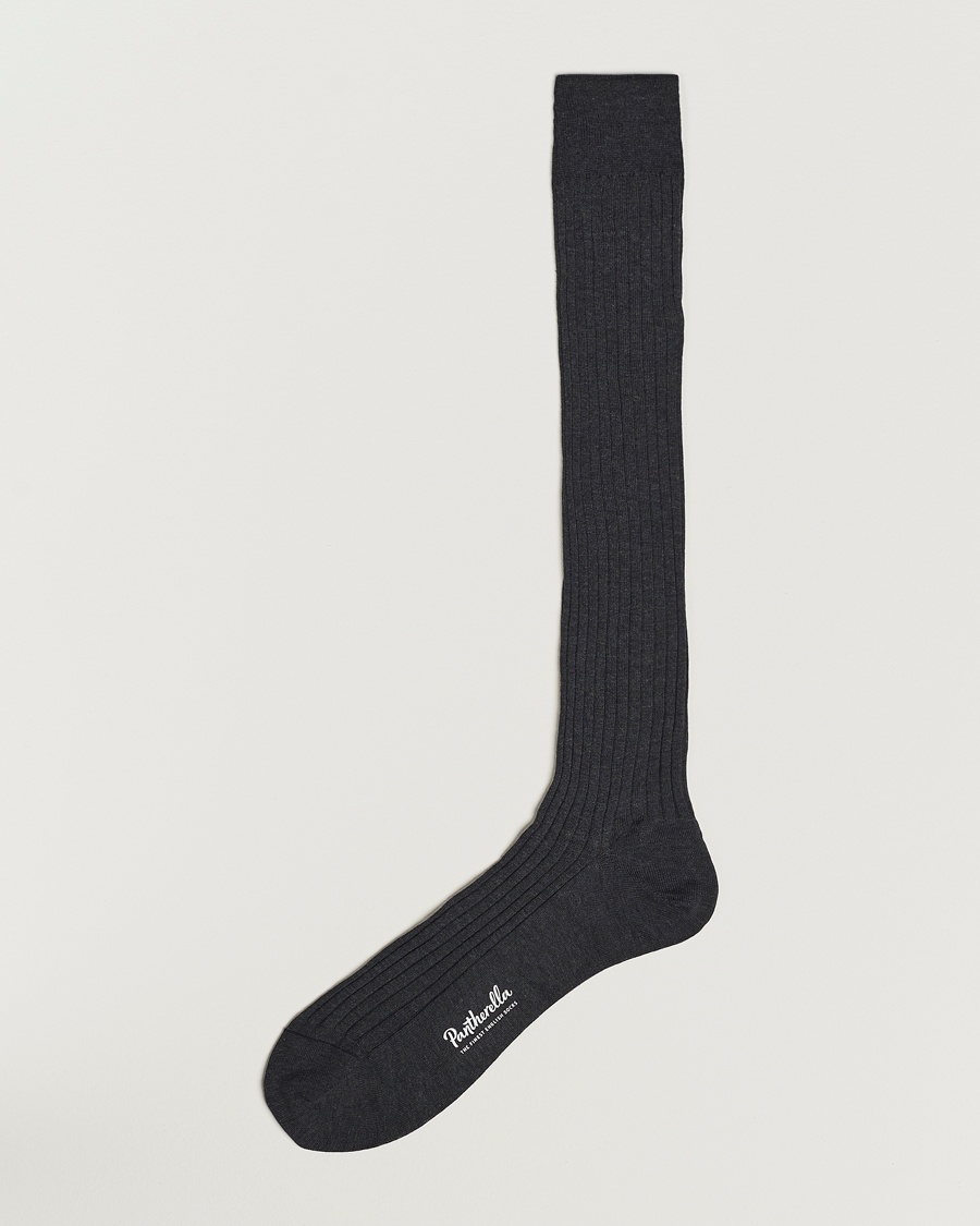 Herre | | Pantherella | Vale Cotton Long Socks Dark Grey