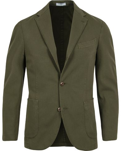  Coat Patch Pocket Stretch Cotton Blazer Dark Green