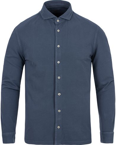  Washed Knitted Oxford Shirt Blue