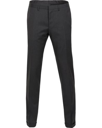 BOSS Wave Slim Fit Wool Trousers Charcoal