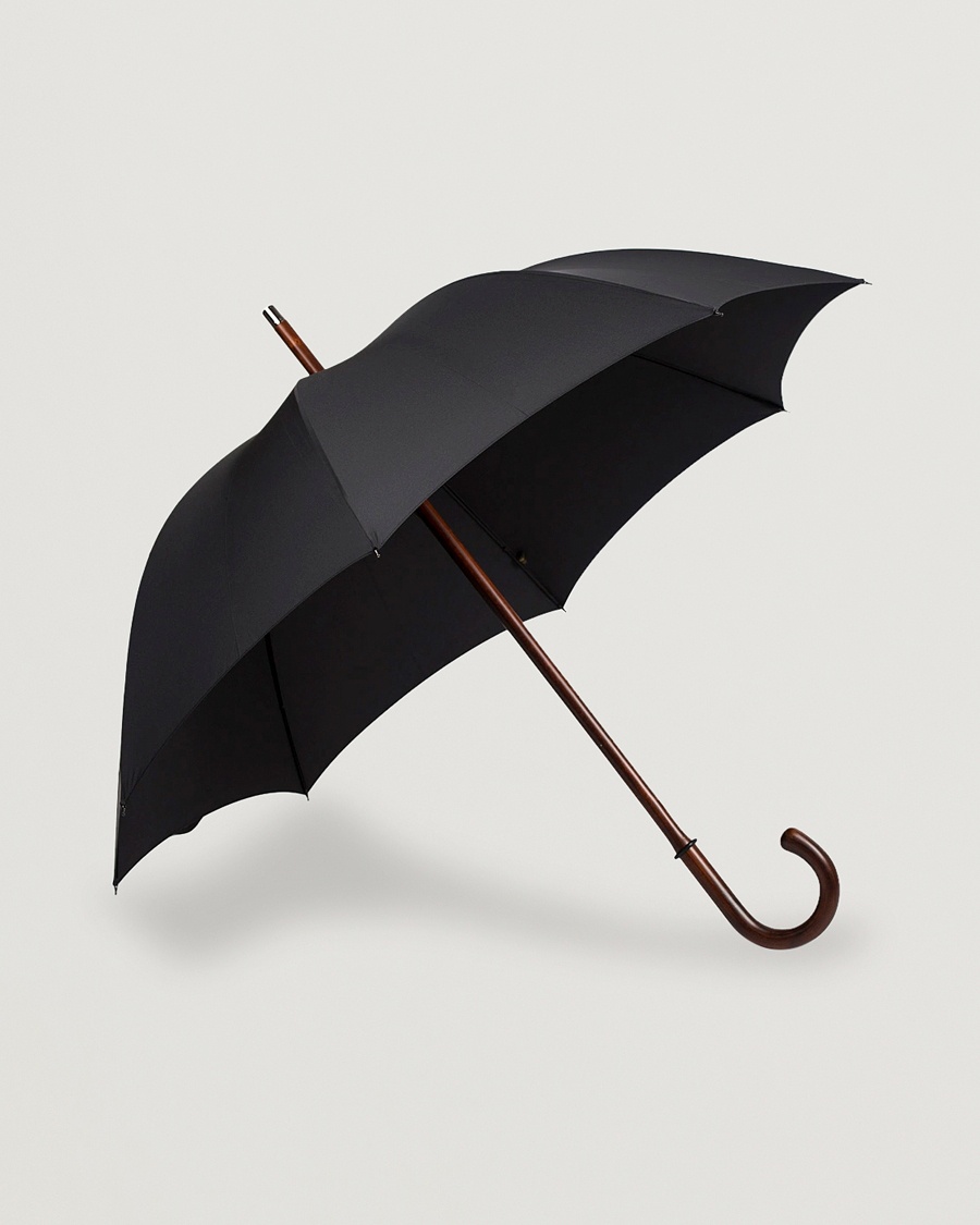 Fox Umbrellas Polished Cherrywood Solid Umbrella Black – Sort