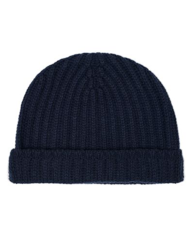  Ribbed Knit Solid Cashmere Hat Navy