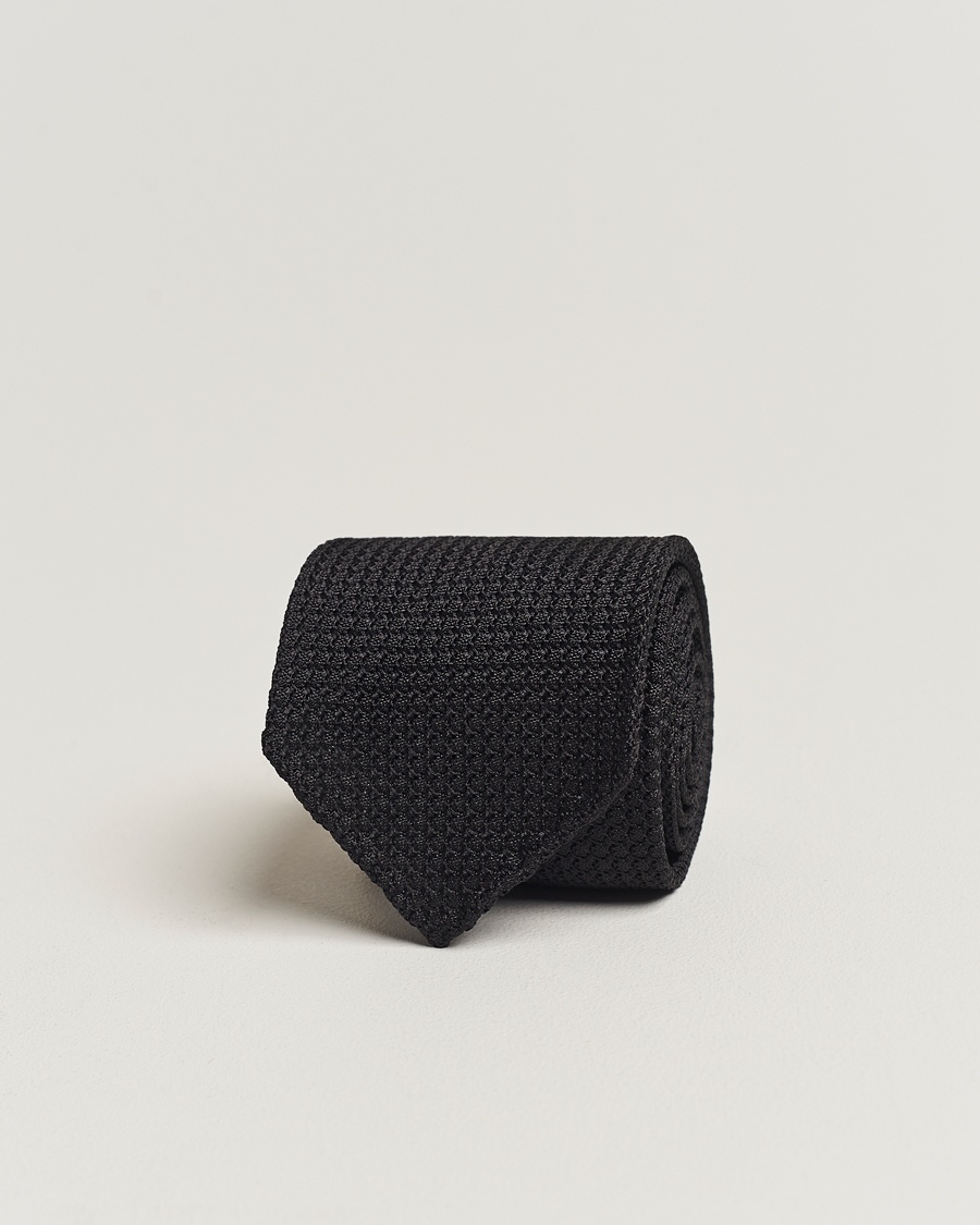 Herre | Best of British | Drake's | Silk Grenadine Handrolled 8 cm Tie Black