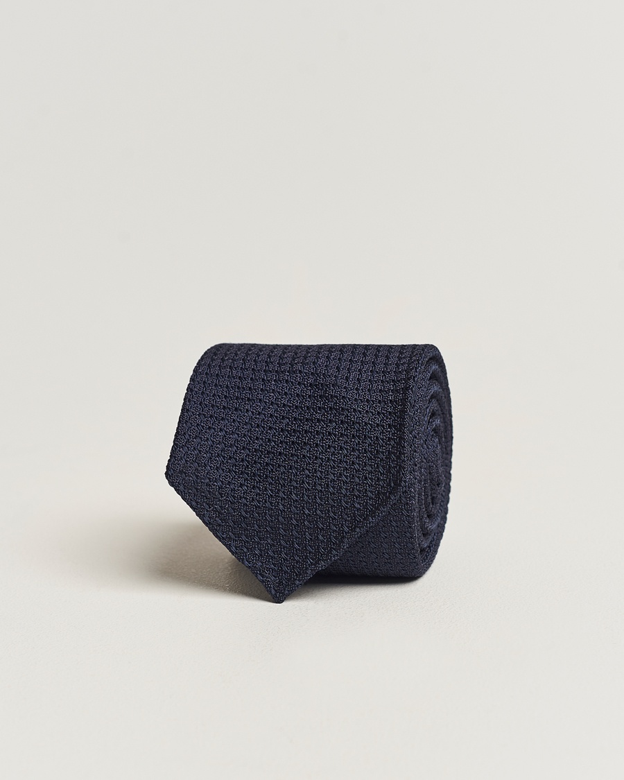  Silk Grenadine Handrolled 8 cm Tie Navy