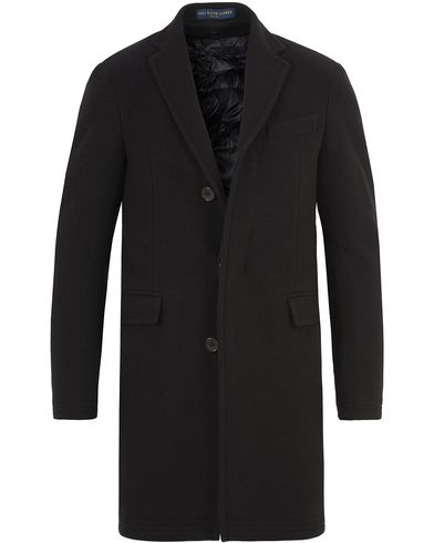  Clothing Solid Melton Wool Top Coat Black