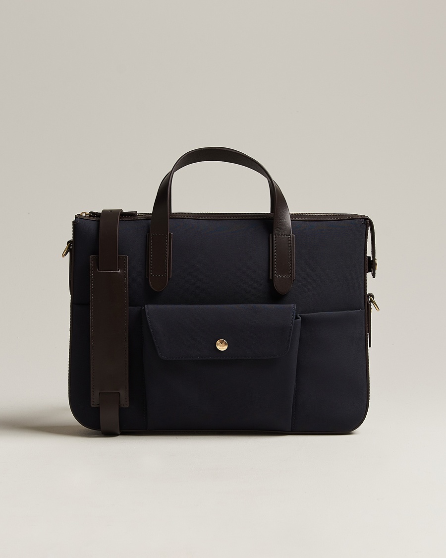  M/S Canvas Briefcase Navy/Dark Brown