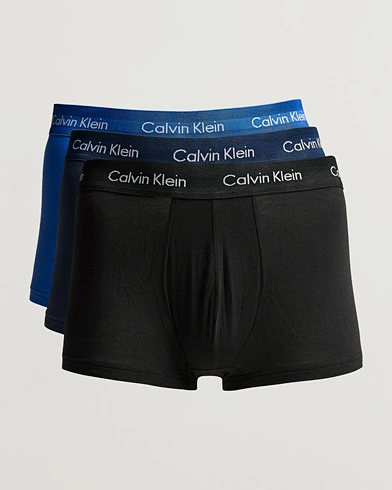 Herre | Trunks | Calvin Klein | Cotton Stretch Low Rise Trunk 3-pack Blue/Black/Cobolt