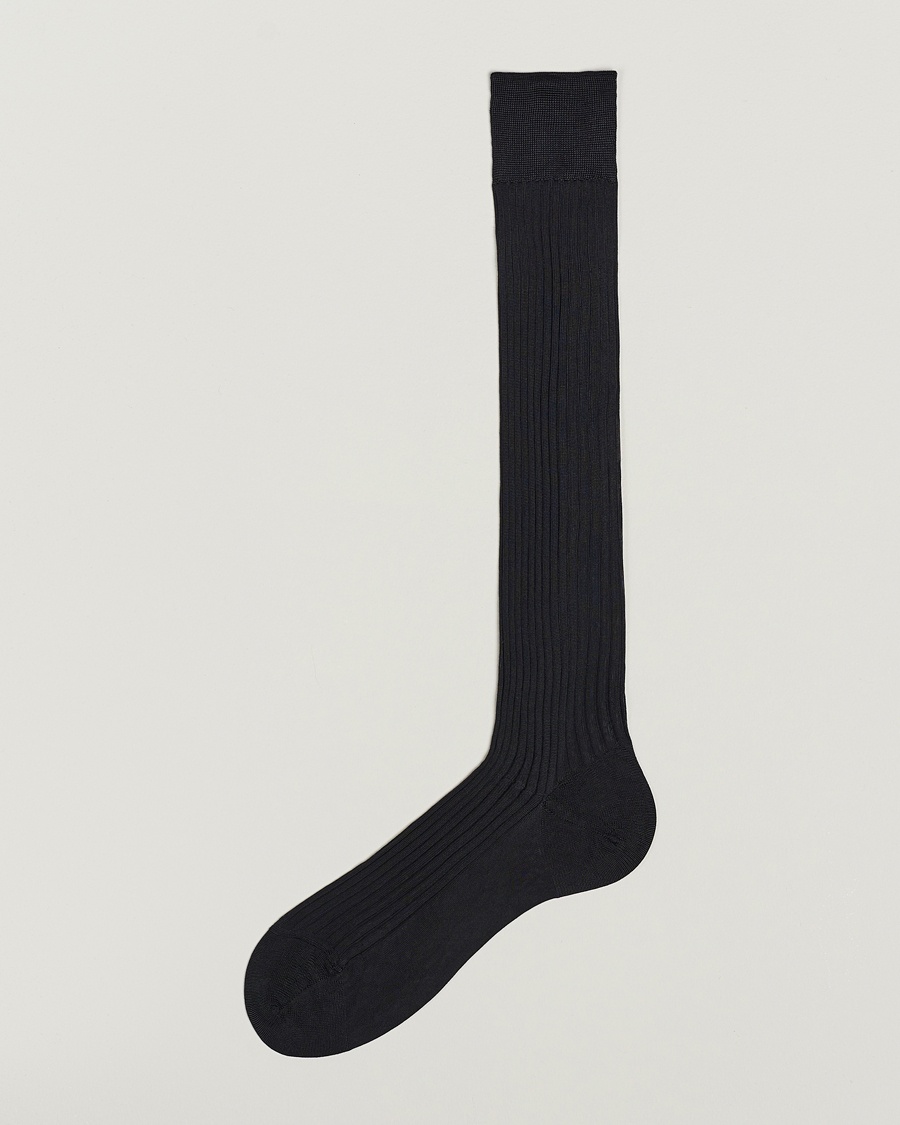 Pantherella Baffin Silk Long Sock Black – Sort