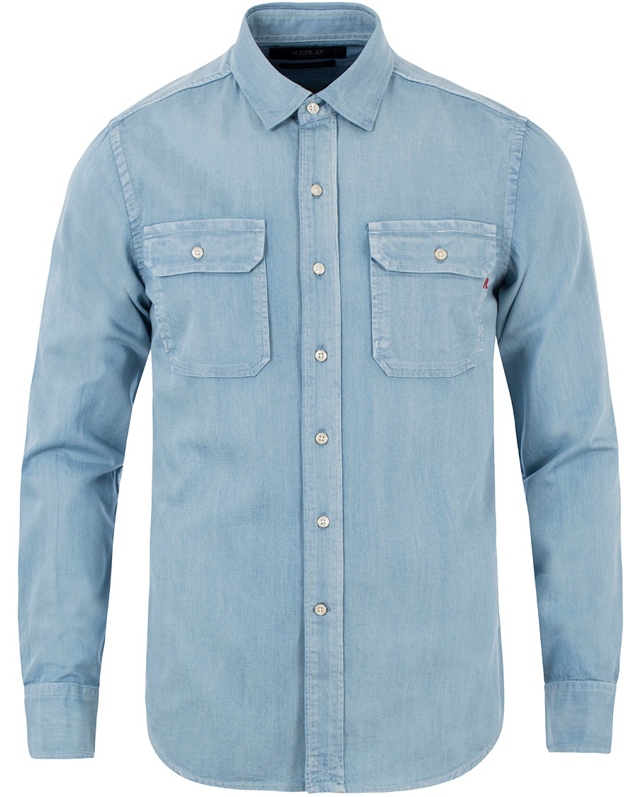  M4963 Denim Double Pocket Shirt Light Blue