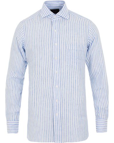  Regular Fit Linen Stripe Shirt White/Blue