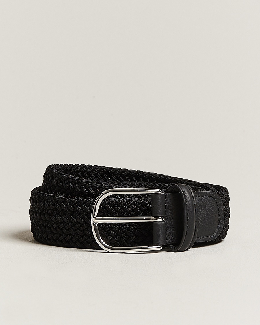 Herre | | Anderson's | Stretch Woven 3,5 cm Belt Black