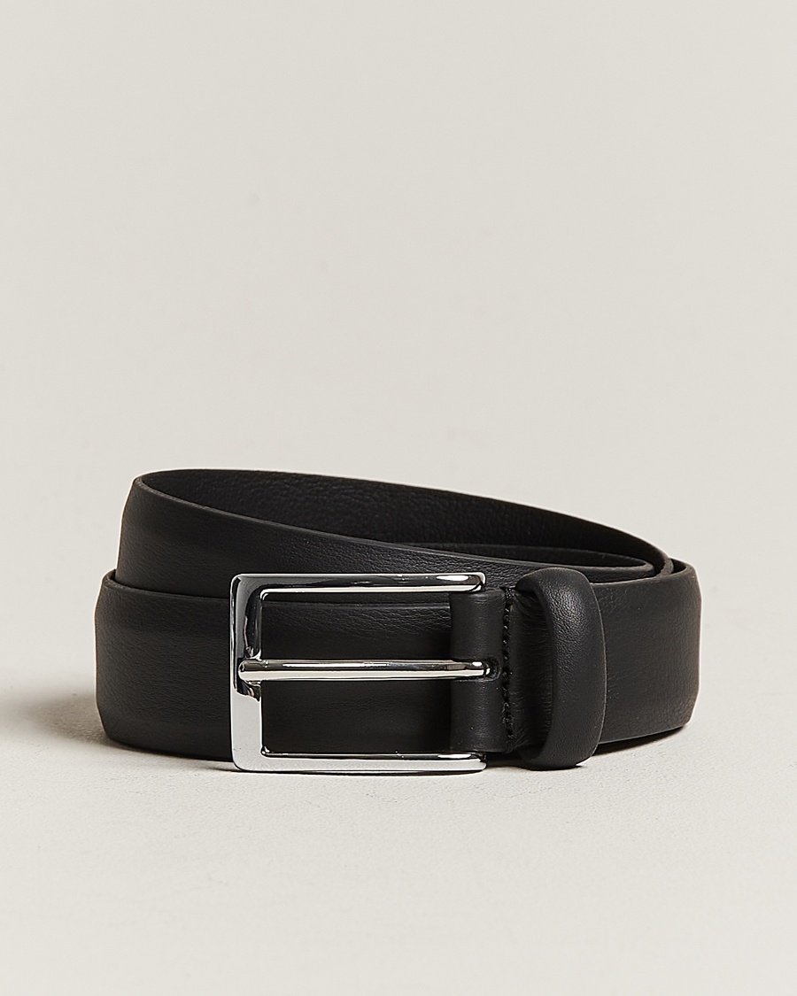 Anderson's Double Nappa Calf 3 cm Belt Black – Sort