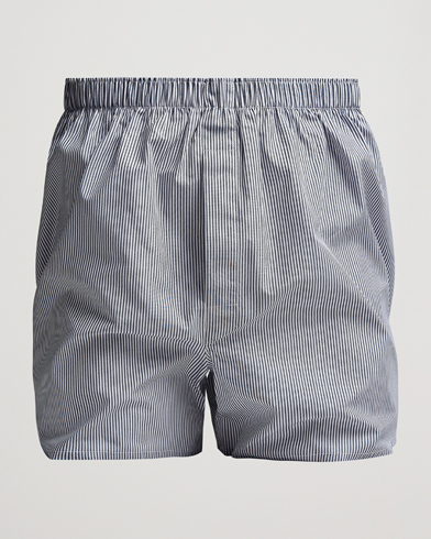 Herre | Underbukser | Sunspel | Classic Woven Cotton Boxer Shorts White/Light Blue