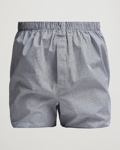 Herre | Undertøj | Sunspel | Classic Woven Cotton Boxer Shorts White/Light Blue