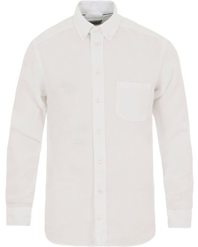  Slim Fit Linen Button Down Shirt White