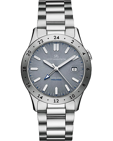 Herre | Fine watches | Sjöö Sandström | Royal Steel Worldtimer 36mm Grey with Steel