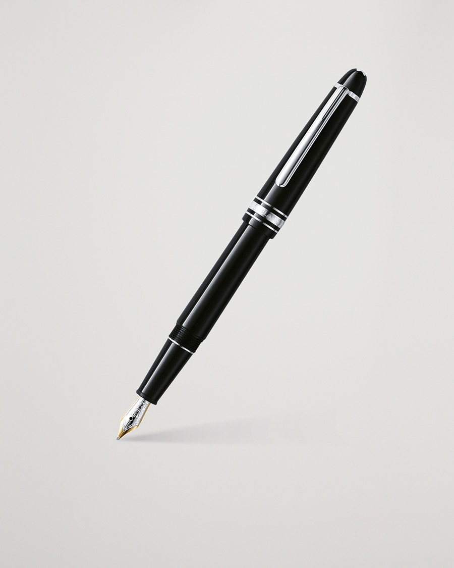 Montblanc 145 Classique Meisterstück F Fountain Pen Platinum Line – Sort