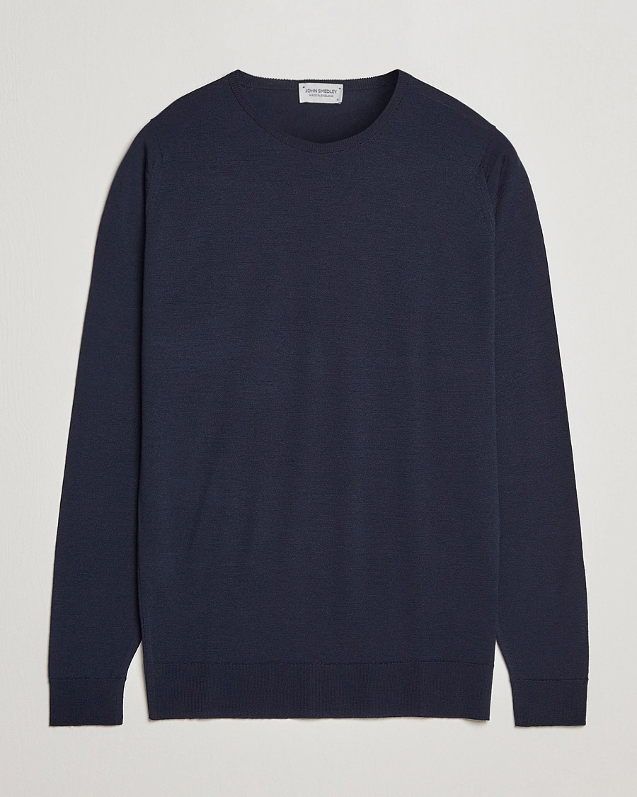 John Smedley Lundy Extra Fine Merino Crew Neck Midnight – Blå