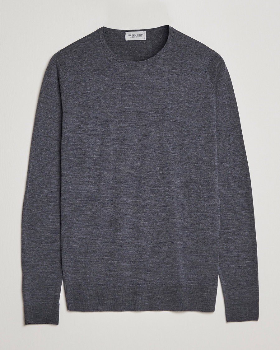 Herre | Tidløse klassikere | John Smedley | Lundy Extra Fine Merino Crew Neck Charcoal