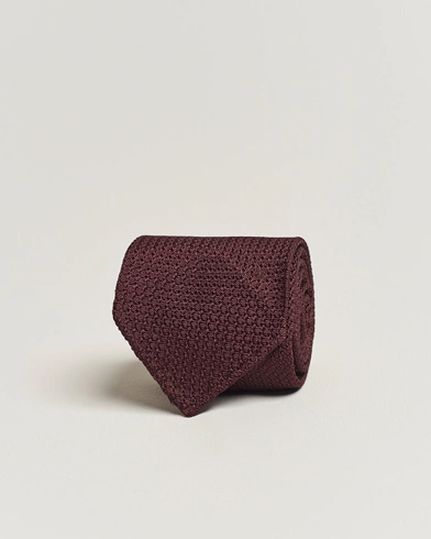 Herre | Slips | Drake's | Silk Grenadine Handrolled 8 cm Tie Wine Red