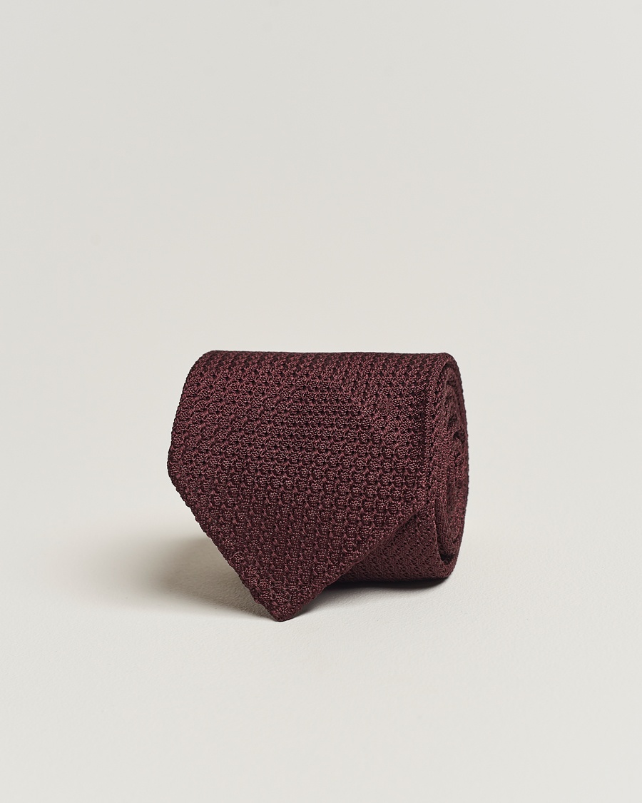 Drake's Silk Grenadine Handrolled 8 cm Tie Wine Red