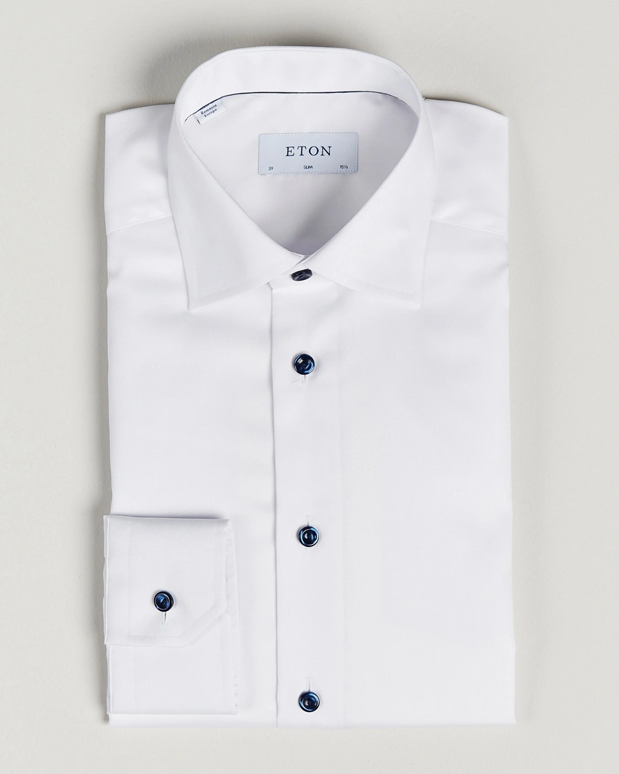 Eton Slim Fit Signature Twill Shirt White – Hvid