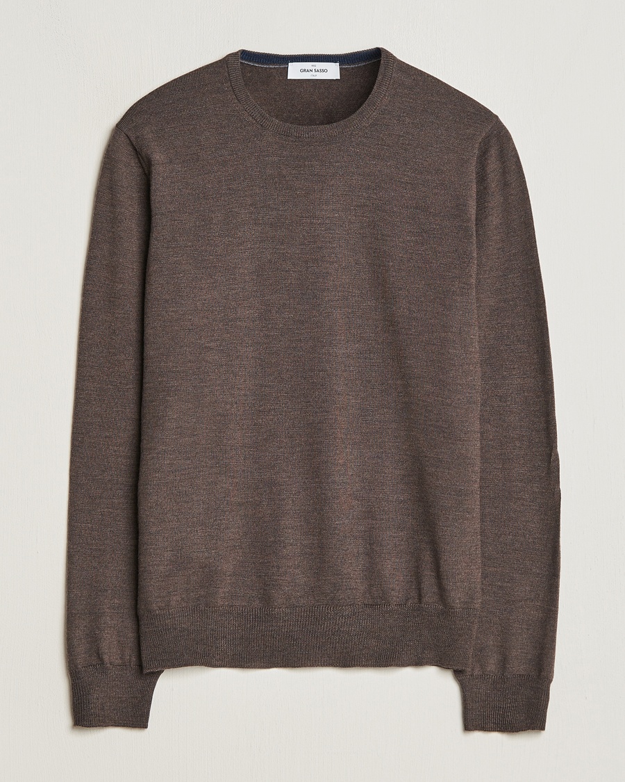 Gran Sasso Merino Fashion Fit Crew Neck Pullover Brown Melange – Brun