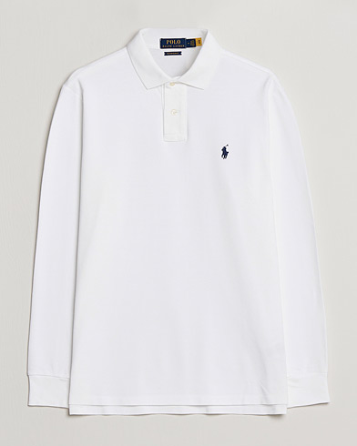 Herre | Langærmede polotrøjer | Polo Ralph Lauren | Custom Slim Fit Long Sleeve Polo White
