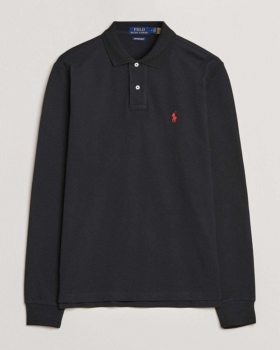 Polo Ralph Lauren Custom Slim Fit Long Sleeve Polo Polo Black – Sort