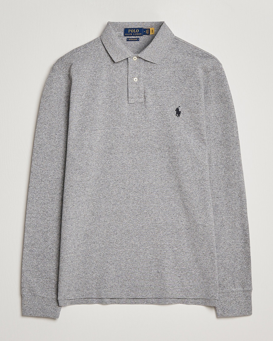 Polo Ralph Lauren Custom Slim Fit Long Sleeve Polo Canterbury Heather – Grå