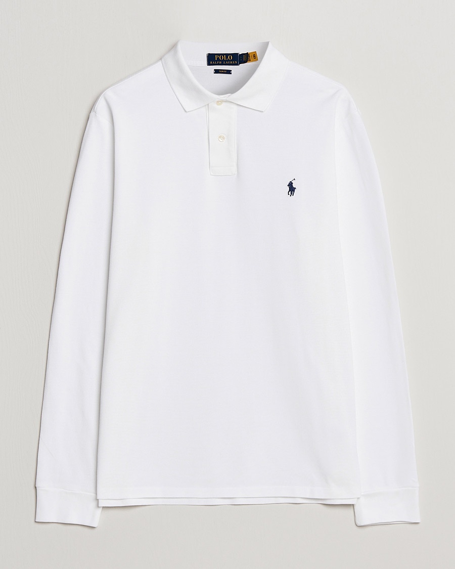 Polo Ralph Lauren Slim Fit Long Sleeve Polo White – Hvid