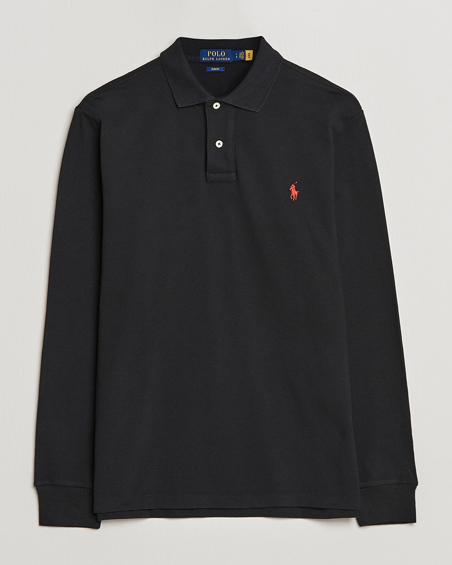 Polo Ralph Lauren Slim Fit Long Sleeve Polo Polo Black – Sort