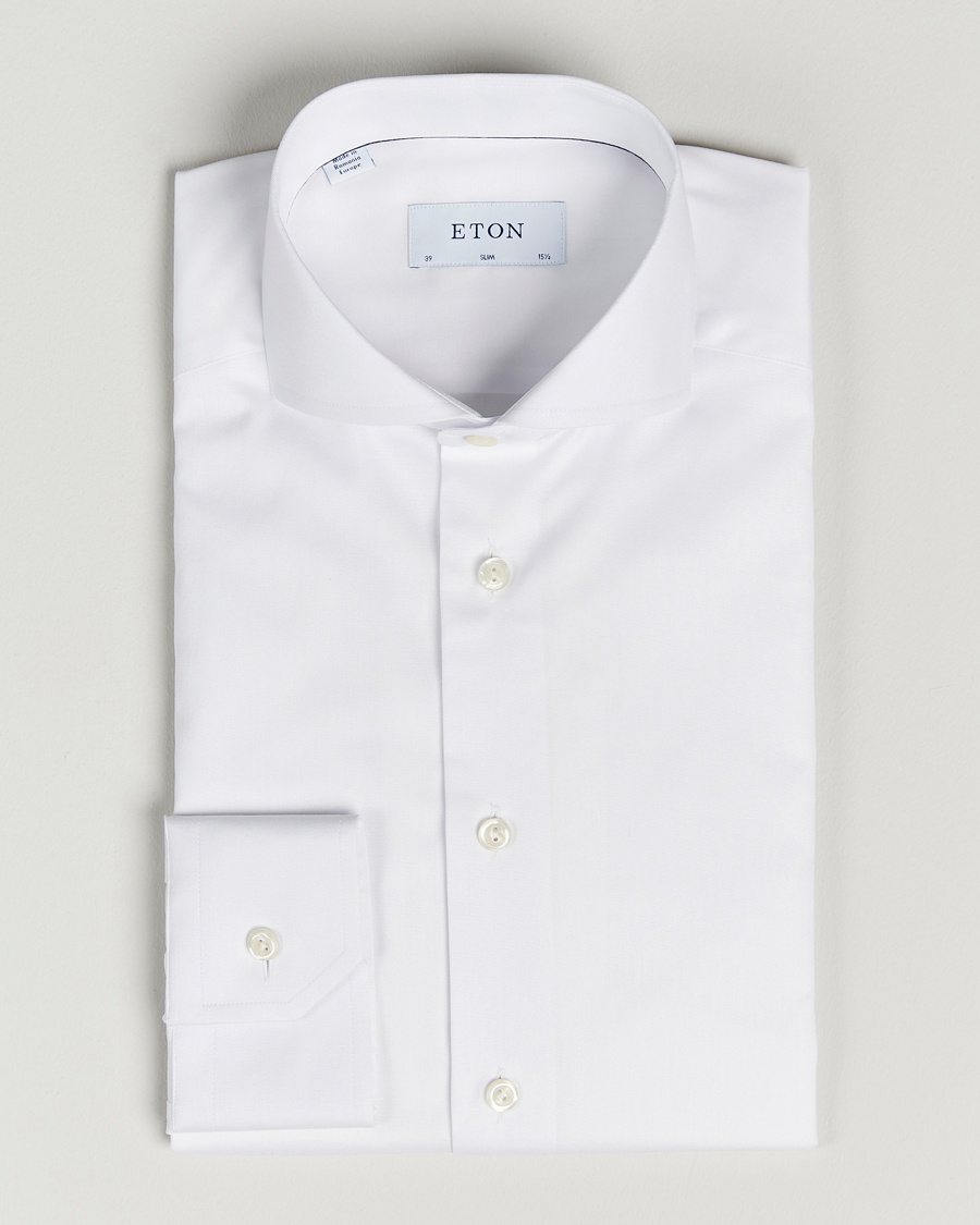 Eton Slim Fit Twill Cut Away Shirt White – Hvid