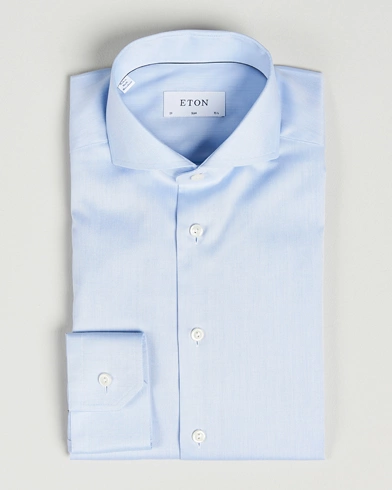 Herre | Businessskjorter | Eton | Slim Fit Twill Cut Away Shirt Light Blue