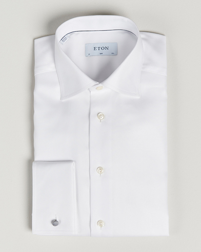Herre | Businessskjorter | Eton | Slim Fit Twill Double Cuff Shirt White