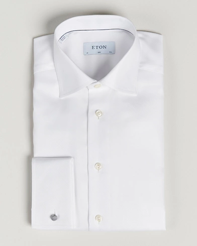 Herre | Businesskjorter | Eton | Slim Fit Twill Double Cuff Shirt White