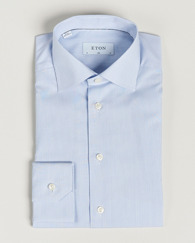 Herre | Businessskjorter | Eton | Slim Fit Poplin Thin Stripe Shirt Blue/White