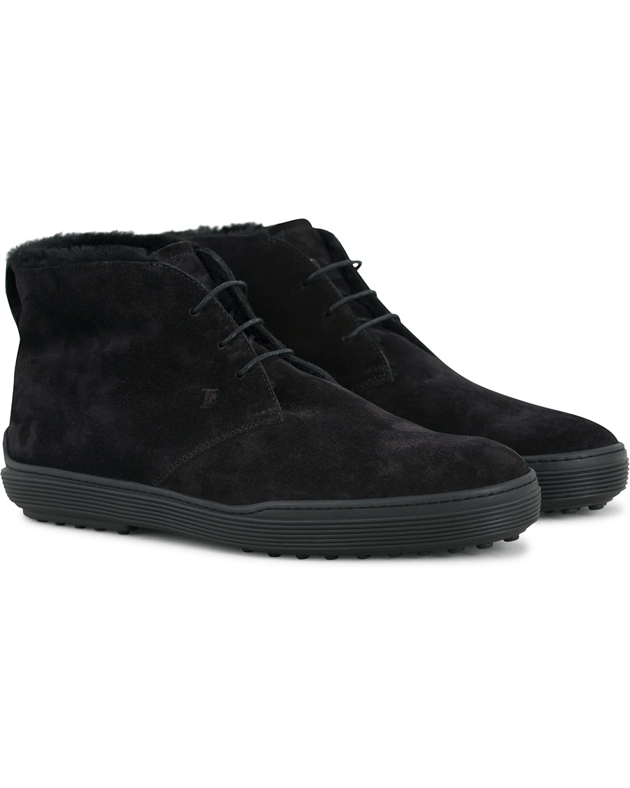  Shearling Lined Gommino Chukka Boot Black