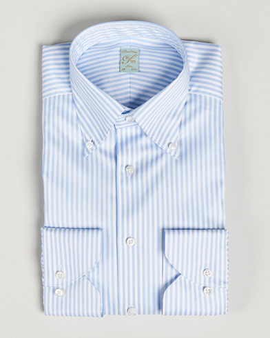 Herre | Business & Beyond | Stenströms | 1899 Slimline Button Down Stripe Shirt White/Blue
