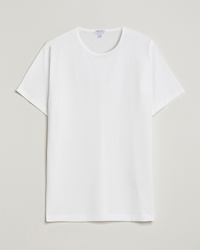 Herre | T-Shirts | Sunspel | Superfine Cotton Crew Neck Tee White