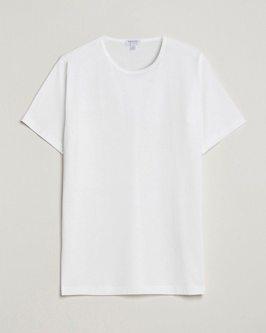 Sunspel Superfine Cotton Crew Neck T-Shirt White – Hvid