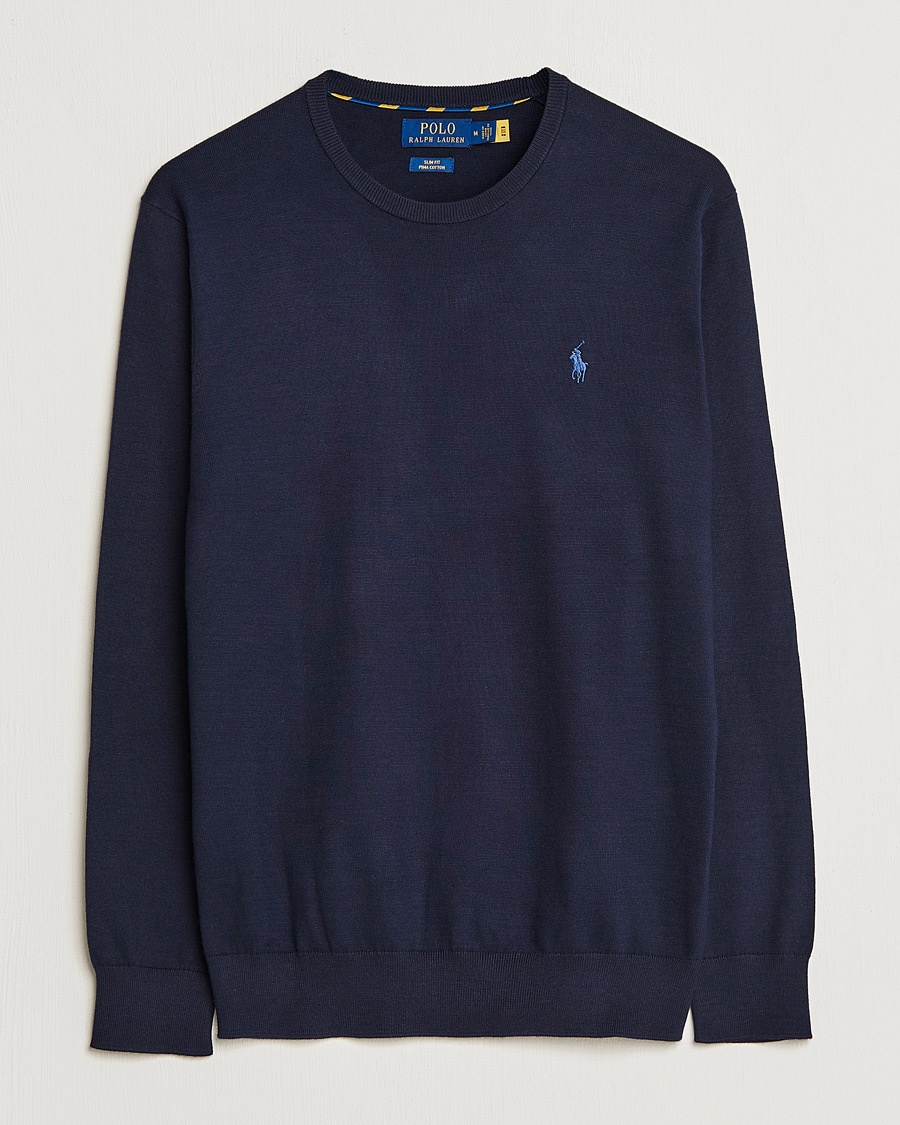 Herre | | Polo Ralph Lauren | Pima Cotton Crew Neck Pullover Hunter Navy
