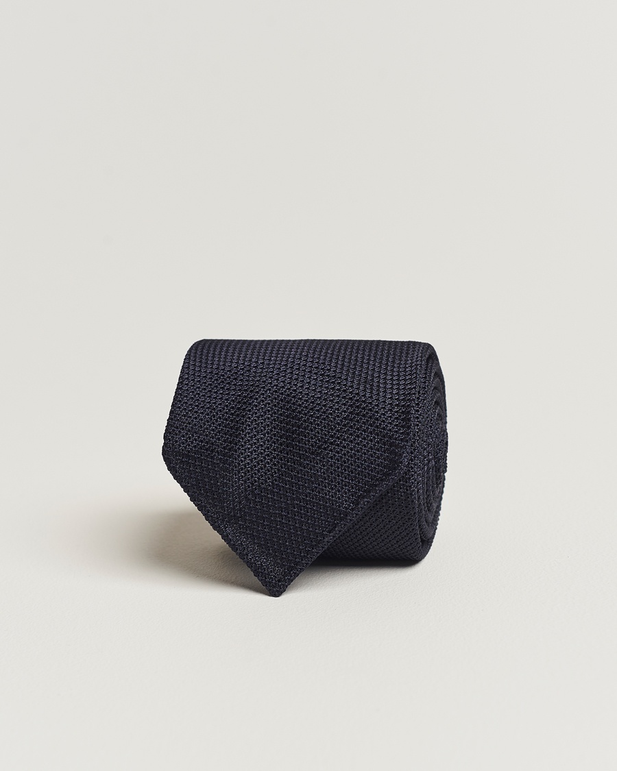 Herre | Drake's | Drake's | Silk Fine Grenadine Handrolled 8 cm Tie Navy
